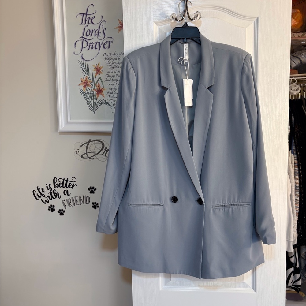 Size XXL Mural Gray Blazer Professional Tailored Suit Jacket